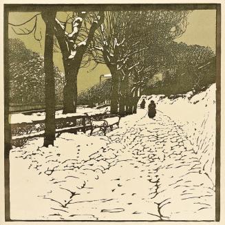 Carl Moll, Die Hohe Warte im Winter, 1903, Farbholzschnitt auf Japanpapier, Blattmaße: 56 × 45, ...