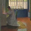 Carl Moll, Anna Moll am Schreibsekretär, 1903, Öl auf Leinwand, 100 x 100 cm, Wien Museum MUSA, ...