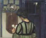 Carl Moll, Frühstück, 1903 um, Öl auf Leinwand, 153,7 × 153,7 cm, Privatsammlung, mit Genehmigu ...