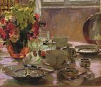 Carl Moll, Frühstückstisch, 1914 um, Öl auf Leinwand, 60,5 × 60,5 cm, Privatbesitz