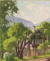 Carl Moll, Semmeringlandschaft mit Villa Mahler, 1938 um, Öl auf Leinwand, 50,5 × 60,8 cm, Land ...
