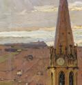 Carl Moll, Blick auf St. Michael in Heiligenstadt, 1911 um, Öl auf Leinwand, 54 × 54 cm, Sammlu ...