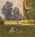 Carl Moll, Im Park, 1919 um, Öl auf Leinwand, 60,2 × 60 cm, Galerie Kovacek & Zetter, Wien
