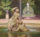 Carl Moll, Najadenbrunnen in Schönbrunn I, 1910/ 1911, Öl auf Holz, 35,5 × 35,5 cm, Sammlung Ri ...