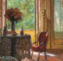 Carl Moll, Interieur mit Blumenstrauß, 1915 um, Öl auf Leinwand, 45,3 × 41,7 cm, Sammlung Richa ...