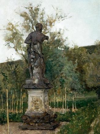 Carl Moll, Aus dem Park der Goldburg Murstetten bei Neulengbach, 1888, Öl auf Holz, 36,2 x 26,5 ...
