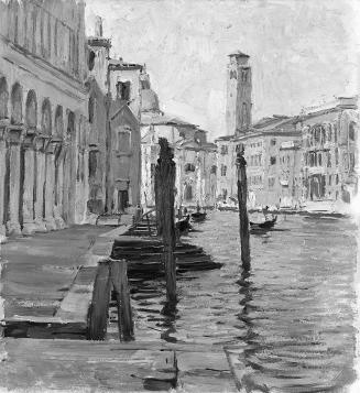 Carl Moll, Rio di San Vio, Venedig, 1922 um, Öl auf Holz, 34,5 x 31,5 cm, Unbekannter Besitz