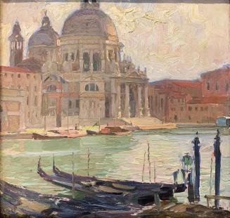 Carl Moll, Santa Maria della Salute in Venedig, 1922 um, Öl auf Leinwand, 35 × 35,5 cm, Privatb ...