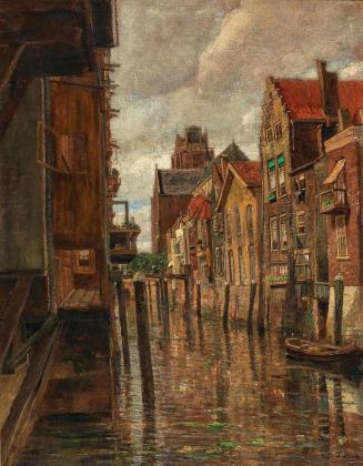 Tina Blau, Voorstraat Haven in Dordrecht, 1907/1908, Öl auf Leinwand, 93 × 72,5 cm, Privatbesit ...