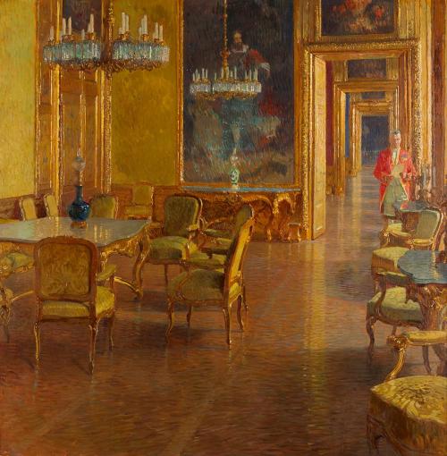 Carl Moll, Interieur im Winterpalais des Prinzen Eugen von Savoyen in der Himmelpfortgasse, 190 ...