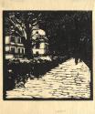 Carl Moll, Die Hohe Warte in WIen, 1903, Farbholzschnitt auf Papier, Blattmaße: 25,1 × 24,1 cm, ...