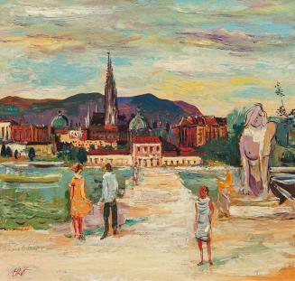 Otto Rudolf Schatz, Blick auf Wien vom Belvedere, 1953, Öl auf Karton, 34 × 35 cm, Privatbesitz ...