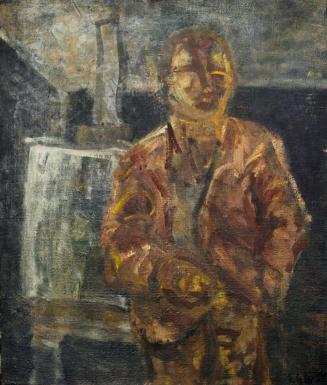 Georg Eisler, Selbstporträt mit Staffelei, 1957, Öl auf Leinwand, 65 × 55 cm, Wien Museum MUSA, ...