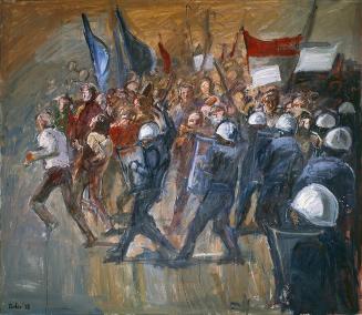 Georg Eisler, Konfrontation, 1978, Öl auf Leinwand, 132 × 152 cm, mumok - Museum moderner Kunst ...