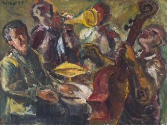 Georg Eisler, Jazz-Quartett, 1957, Öl auf Leinwand, 60 × 80,5 cm, Belvedere, Wien, Inv.-Nr. Art ...