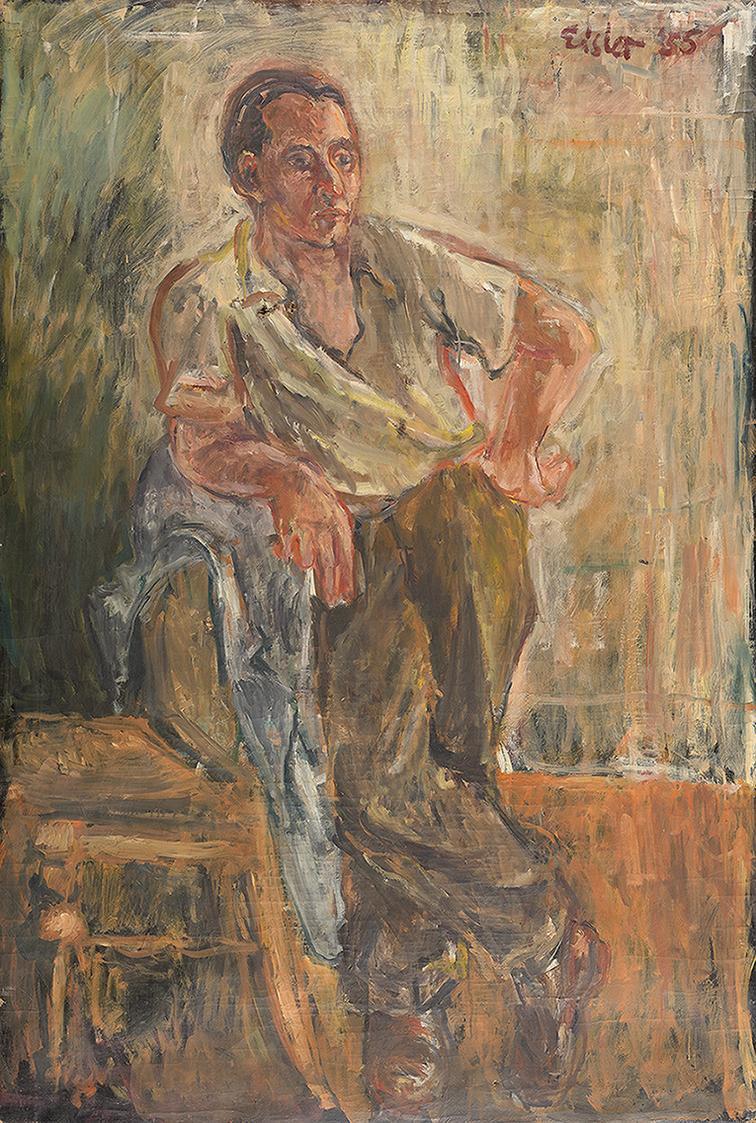 Georg Eisler, Großes Porträt Karl Heinz Füssl, 1955, Öl auf Leinwand, 139 × 94 cm, Georg und Al ...