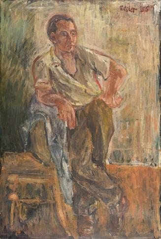 Georg Eisler, Großes Porträt Karl Heinz Füssl, 1955, Öl auf Leinwand, 139 × 94 cm, Georg und Al ...