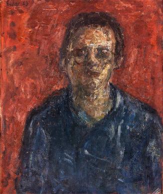 Georg Eisler, Mann in blauem Hemd, 1959, Öl auf Leinwand, 60,5 × 50,5 cm, mumok – Museum modern ...