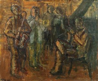 Georg Eisler, Jazzmusiker, 1960, Öl auf Leinwand, 50 × 60 cm, Verbleib unbekannt