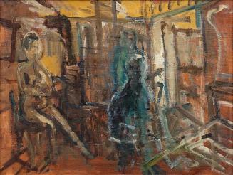Georg Eisler, Kleines Atelier, 1961, Öl auf Leinwand, 44 × 58,5 cm, Verbleib unbekannt