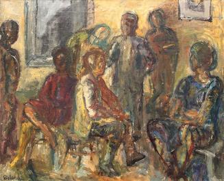 Georg Eisler, Konversation, 1962, Öl auf Leinwand, 66 × 81 cm, ALBERTINA, Wien – Familiensammlu ...