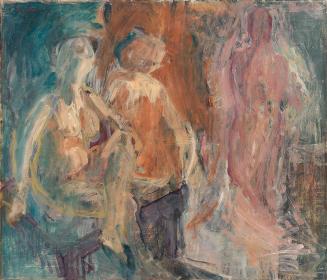 Georg Eisler, Interieur mit Figuren, 1964, Öl auf Leinwand, 60,5 × 70,5 cm, Georg und Alice Eis ...