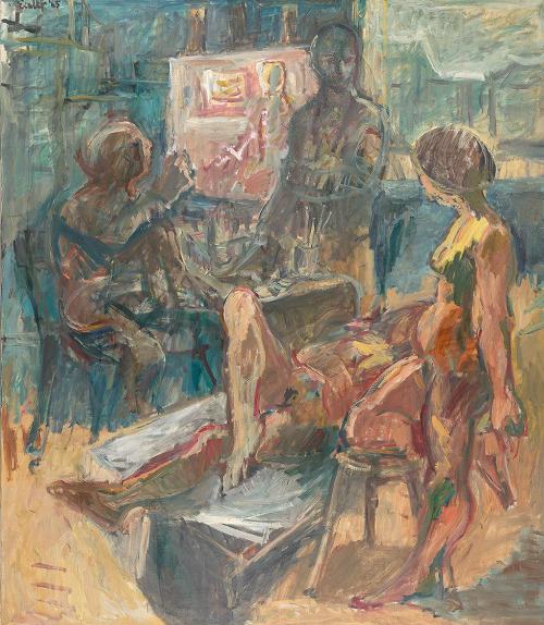 Georg Eisler, Atelier, 1965, Öl auf Leinwand, 150 × 130 cm, Georg und Alice Eisler – Fonds für  ...