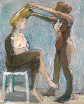 Georg Eisler, Das Kämmen, 1968, Öl auf Leinwand, 100 × 80 cm, Verbleib unbekannt