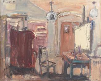 Georg Eisler, Atelier, 1970, Öl auf Leinwand, 80 × 100 cm, Georg und Alice Eisler - Fonds für b ...