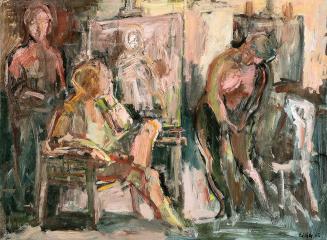 Georg Eisler, Im Atelier, 1965, Öl auf Leinwand, 60 × 80 cm, Sammlung Österreichische Nationalb ...