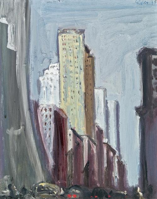 Georg Eisler, Kleines Manhattan-Bild III, 1979, Öl auf Leinwand, 45,5 × 36,2 cm, Privatbesitz