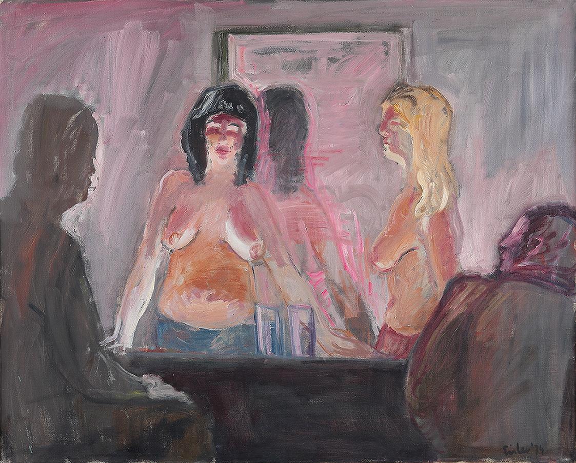 Georg Eisler, Topless-Bar, 1974, Öl auf Leinwand, 80 × 100 cm, Museum der Moderne Salzburg, Inv ...