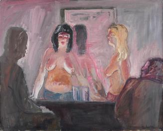 Georg Eisler, Topless - Bar, 1974, Öl auf Leinwand, 80 × 100 cm, Museum der Moderne Salzburg, I ...