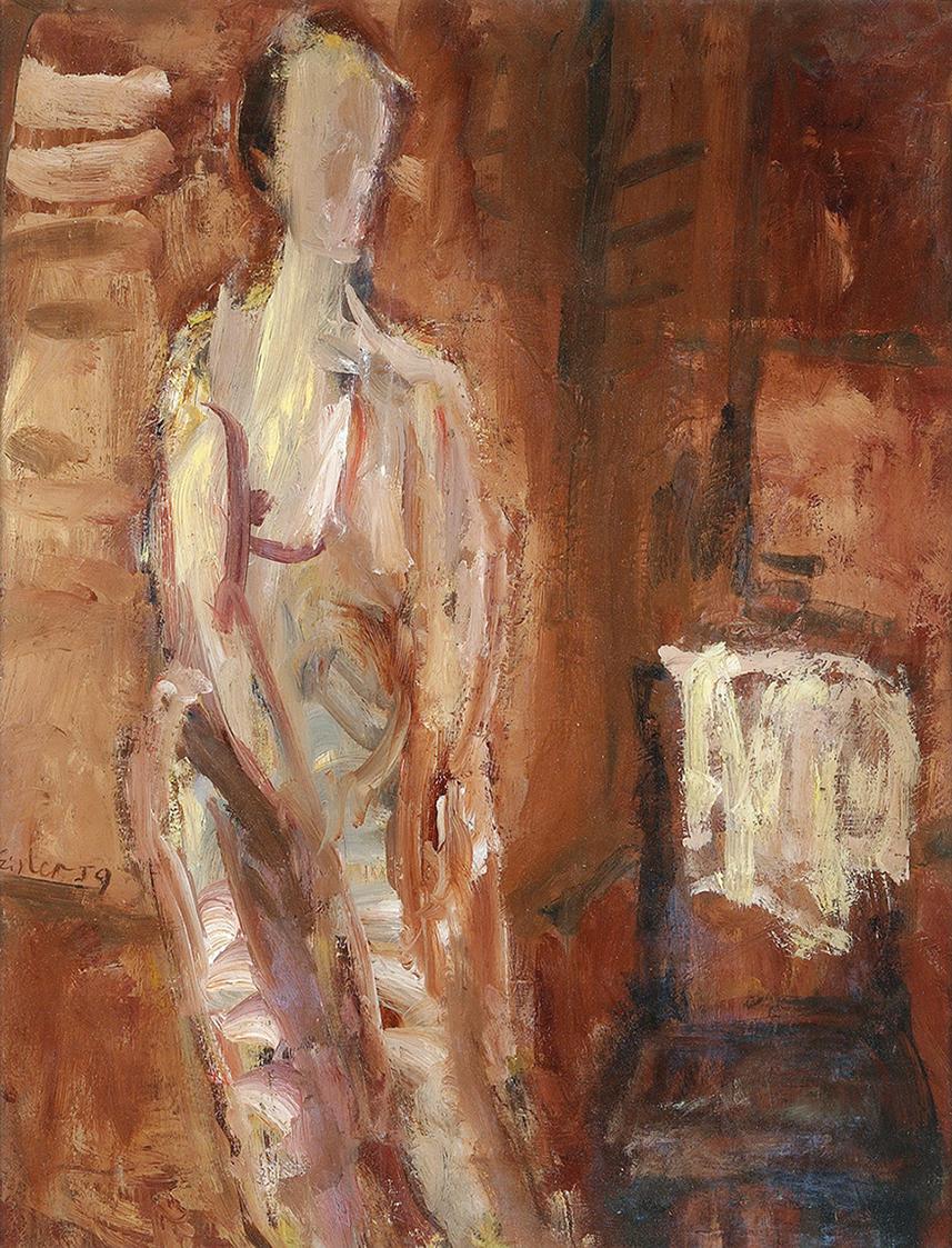 Georg Eisler, Das Modell, 1959, Öl auf Leinwand, 45 × 35 cm, Verbleib unbekannt