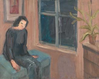 Georg Eisler, Interieur mit Sitzendem, 1974, Öl auf Leinwand, 80 × 99,5 cm, Georg und Alice Eis ...