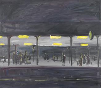 Georg Eisler, Nächtlicher Bahnhof III, 1988, Öl auf Leinwand, 129,7 × 149,7 cm, Georg und Alice ...