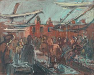 Georg Eisler, Bermondsey Market, 1976, Öl auf Leinwand, 80 × 100 cm, Georg und Alice Eisler - F ...