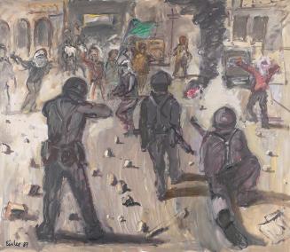 Georg Eisler, West-Bank-Troubles, 1987, Öl auf Leinwand, 130 × 150 cm, Georg und Alice Eisler – ...