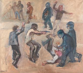 Georg Eisler, Konfrontation III, 1977, Öl auf Leinwand, 130 × 150 cm, Georg und Alice Eisler -  ...