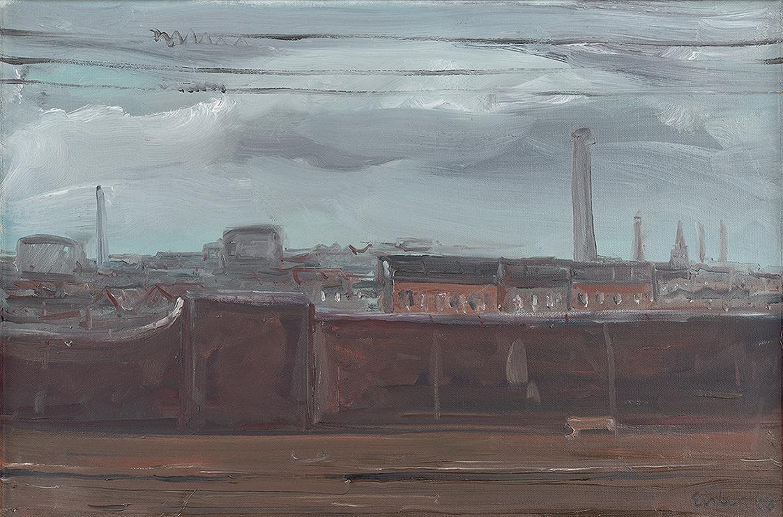 Georg Eisler, Approaching Manchester, 1988, Öl auf Leinwand, 40 × 60 cm, Georg und Alice Eisler ...