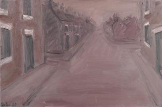 Georg Eisler, Manchester, Straße im Nebel, 1987, Öl auf Leinwand, 40 × 60 cm, Georg und Alice E ...