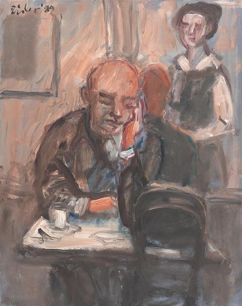 Georg Eisler, Café Möring, Berlin, 1989, Öl auf Leinwand, 50 × 40 cm, Georg und Alice Eisler –  ...