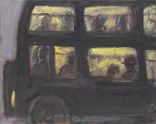 Georg Eisler, Nächtlicher Autobus, 1986, Öl auf Leinwand, 40 × 50 cm, Georg und Alice Eisler –  ...