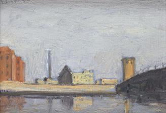 Georg Eisler, Berlin, Kleine Oberbaumbrücke, 1982, Öl auf Holz, 13 × 18 cm, Georg und Alice Eis ...