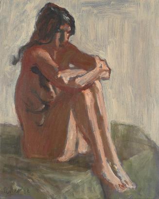 Georg Eisler, Kleiner sitzender Akt, 1982, Öl auf Leinwand, 45 × 36,5 cm, Georg und Alice Eisle ...