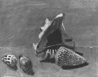 Georg Eisler, Muscheln, 1979, Öl auf Leinwand, 36 × 45 cm, Verbleib unbekannt