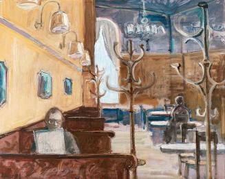 Georg Eisler, Café Sperl, 1978, Öl auf Leinwand, 80 × 100 cm, Verbleib unbekannt