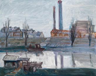 Georg Eisler, Donaukanal, 1980, Öl auf Leinwand, 80 × 100 cm, Unbekannte Privatsammlung, Wien