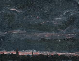 Georg Eisler, Kleines Blitz Bild III, 1986, Öl auf Leinwand, 14 × 18 cm, Verbleib unbekannt