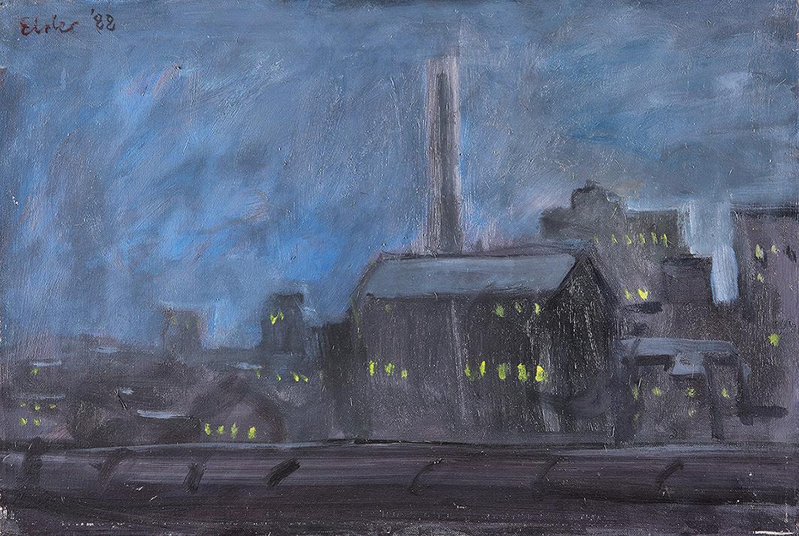 Georg Eisler, Stockport, nachts, 1988, Öl auf Leinwand, 40 × 60 cm, Museum der Moderne Salzburg ...